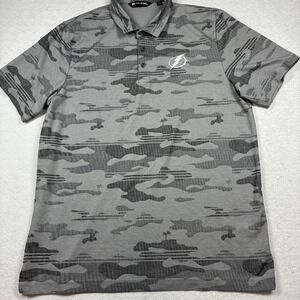 Travis Mathew Golf Polo XL Mens Tampa Bay Lightning Gray Camo Performance NHL